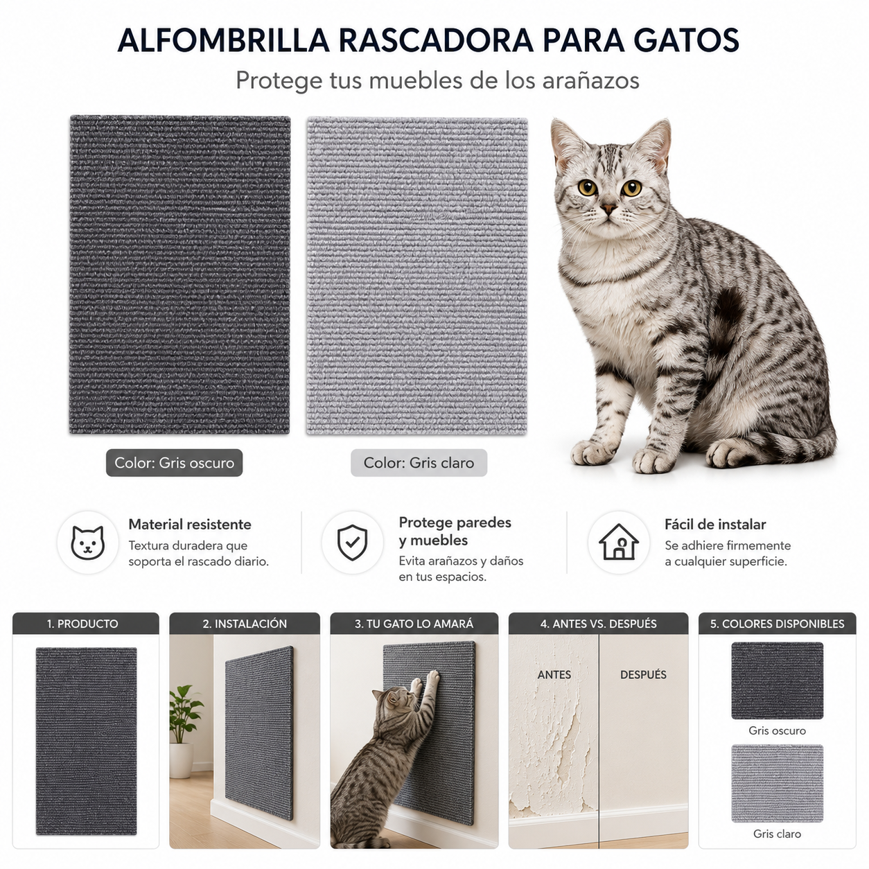 Alfombra Rascador Autoadhesiva para Gatos